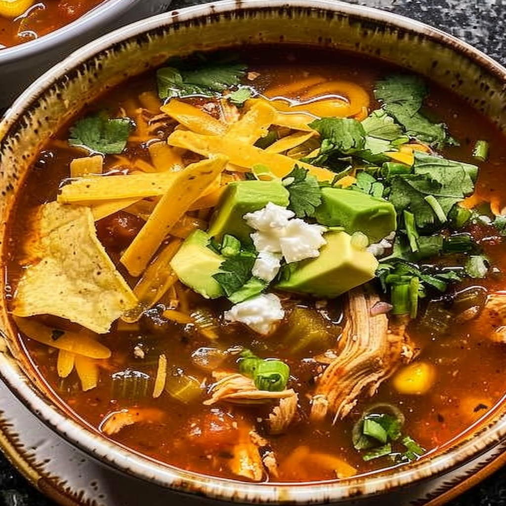 Image showcasing Poblano Chicken Tortilla Soup