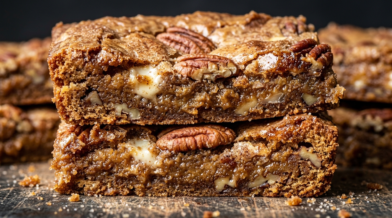 Chewy Brown Butter Cinnamon Pecan Blondies (Easy Fall Baking)
