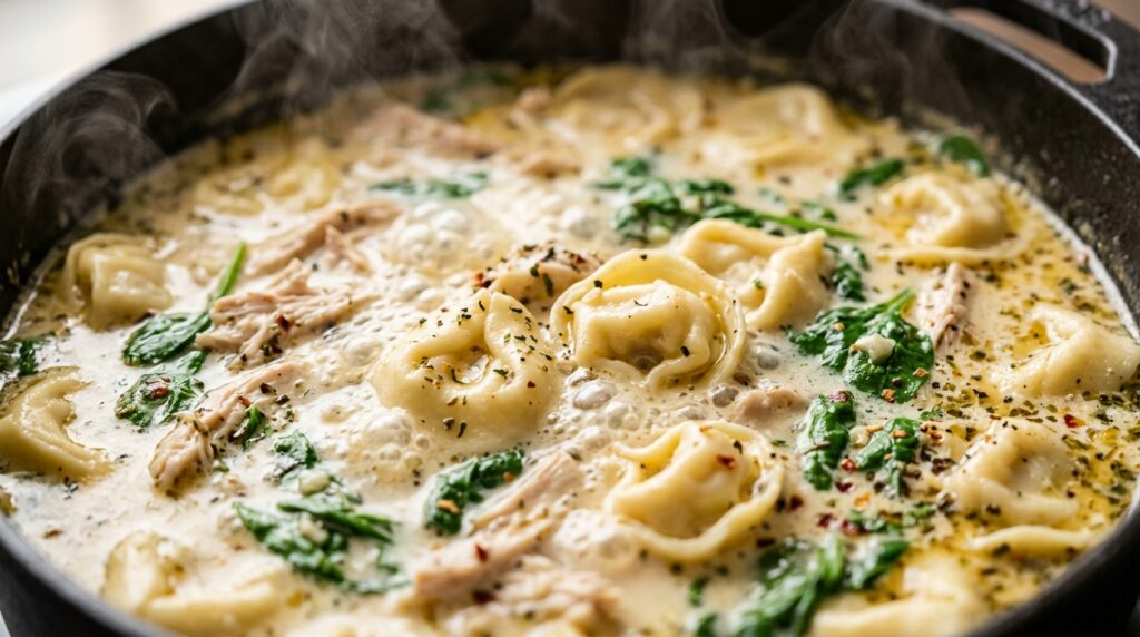Creamy Garlic Chicken Tortellini Soup (30 Minutes)