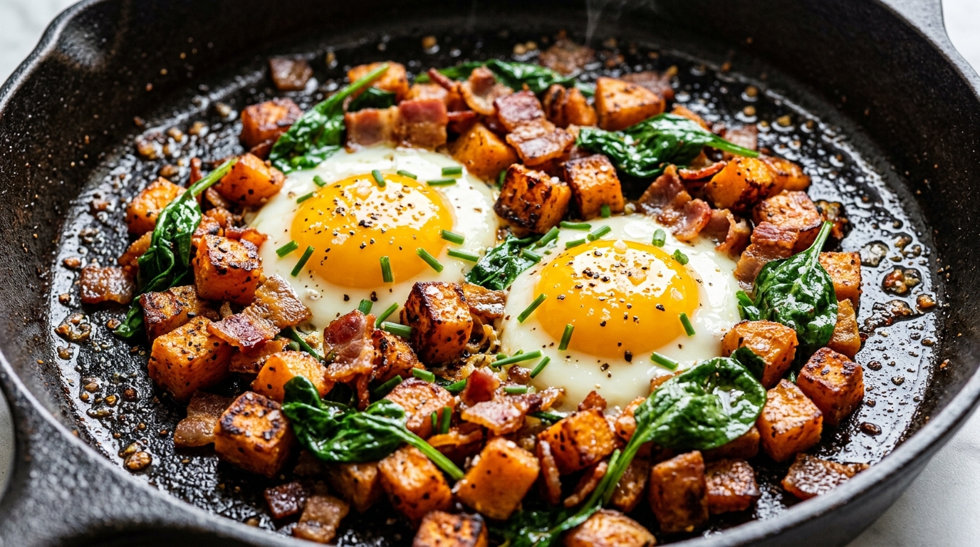 Crispy Sweet Potato & Bacon Breakfast Hash (Skillet Comfort)