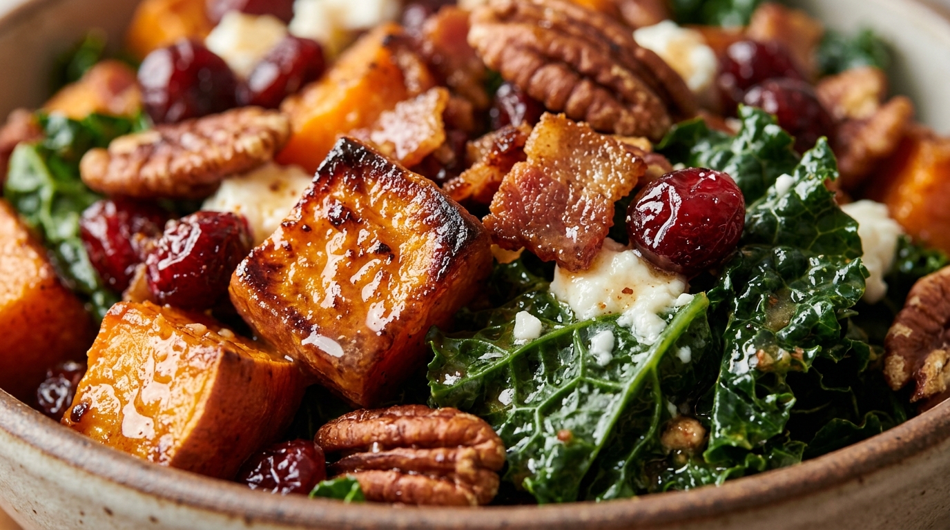 Roasted Sweet Potato and Kale Salad (Warm Fall Harvest Bowl)
