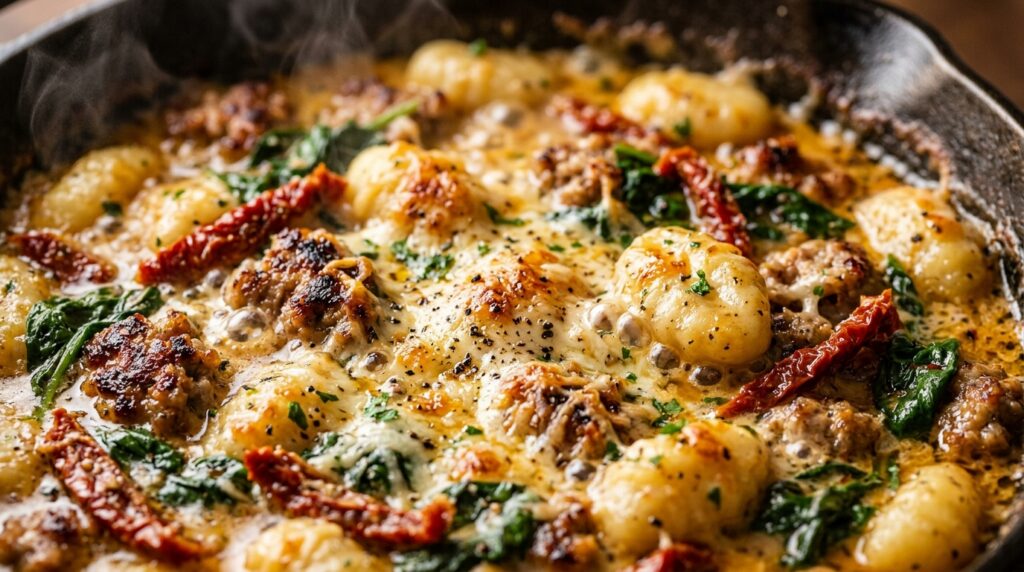 One-Pot Creamy Tuscan Sausage and Gnocchi (25-Minute Dinner)